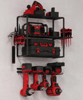 Power Tool Organizer Wall Mount Garage Shelf System, Heavy Duty 4 Tier Storage Rack With 140lb Capacity, tools stored neatly