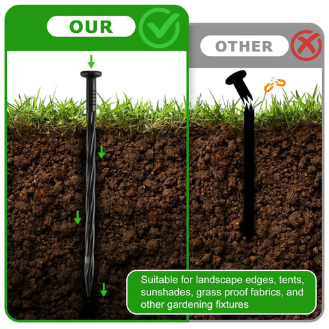Heavy Duty Plastic Landscape Edging Spikes 100 Pack 8 Inch Spiral Anchoring Nails For Weed Barrier Paver Edging Landscape Edging Artificial Turf Grass Pathways And More
