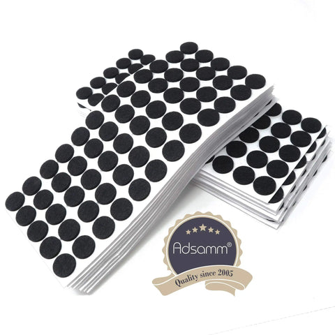 1200 Pack Black Round Self Adhesive Felt Pads For Furniture And Chair Glides Heavy Duty Floor Savers featuring round black felt pads on sheets.