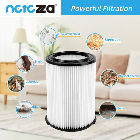 Go-To Universal Replacement Vacuum Filter Kit For Wet Dry Vacs 5-20 Gallon And 6-9 Gallon Models with filter on living room floor