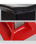 Close-up of red and black components of Beefy Heavy Duty Pin Type Jack Stands With Lock, 12 Ton Capacity, 26,400 Lb Pair