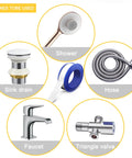 PTFE Plumbers Tape Two Pack 0.5 Inch Wide Teflon Tape For Pipe Thread Sealing used with sink drains, shower heads, hoses, faucets, triangle valves