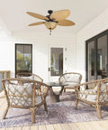 Palm Valley 52 Inch Tropical Ceiling Fan With Light For Indoors Or Outdoors Dual Mountable With Pull Chain Five Palm Leaf Blades