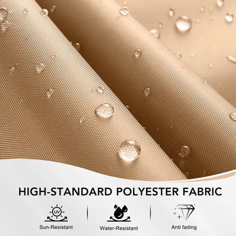 Close-up of water droplets on beige polyester fabric, showing UV protection and water repellency for Replacement Canopy Top Only For 10x12 Allen Roth Lowes Gazebo Beige Polyester UV Protected And Water Repellent Sun Shelter Easy Install Fits 2012 To 2016 Models GF12S004B1.