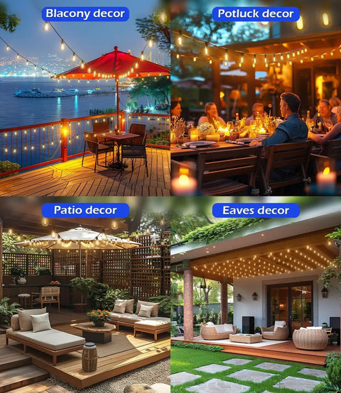 Ultra Long 200Ft Outdoor String Lights With Shatterproof Edison Bulbs, Waterproof Patio Decor For Balcony, Parties, and Porch