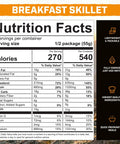 Nutrition facts for Breakfast Skillet Freeze Dried Camping And Backpacking Meal With Eggs Sausage Potatoes And Peppers High Protein 2 Servings