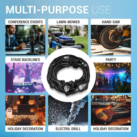 Super Versatile Heavy Duty 25 Ft Extension Cord Featuring 6 Multiple Outlets 16 Gauge 15 Amp 3 Prong Outdoor Indoor