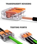 Lever Nuts 2 Conductor Compact Splicing Connectors Pack of 10 for solid, stranded, and fine stranded wires shown in use.