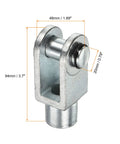 Heavy Duty M20x1.5 Air Cylinder Rod Clevis End Y Connector 94mm Length Female Thread Foot Mount 1 Pack Built To Last Industrial Automation Grade Silver Durable Low Carbon Steel Construction For Long Lasting Performance, 94mm long
