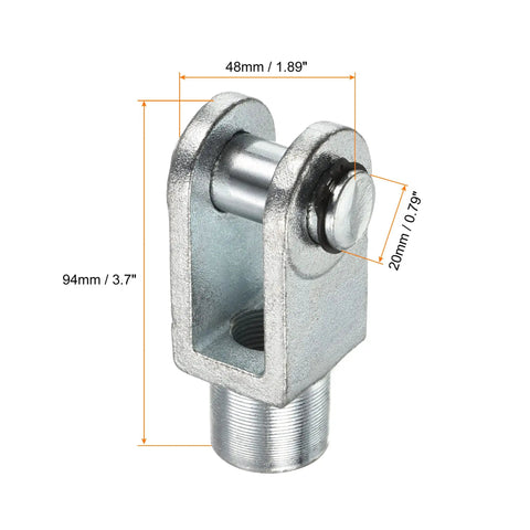 Heavy Duty M20x1.5 Air Cylinder Rod Clevis End Y Connector 94mm Length Female Thread Foot Mount 1 Pack Built To Last Industrial Automation Grade Silver Durable Low Carbon Steel Construction For Long Lasting Performance, 94mm long