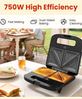 Awesome 3 in 1 Electric Sandwich Maker With Panini Press Grill And Waffle Iron Set, showcasing nonstick plates with grilled sandwiches.