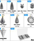 All Purpose Fishing Sinker Weights Kit With 100 Pcs Varied Bass Casting Sinkers Removable Split Shot Bell Drop Pyramid Disc Weights