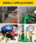 45 Piece One Quarter Inch NPT Air Hose Fittings Kit With Quick Connects Including Male And Female Plugs Couplers Joints PTFE Tape Pro Grade MD Type For Air Compressors And Air Tools in use with various equipment