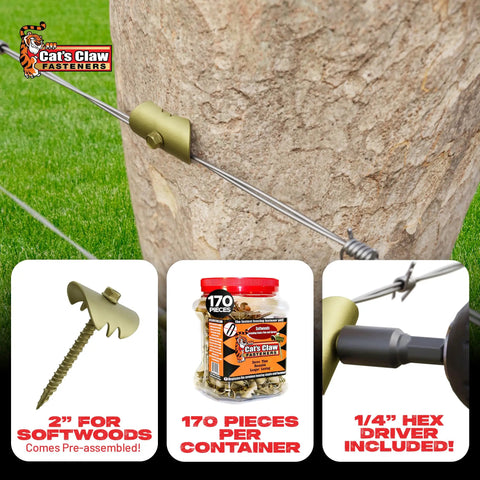 Close-up of Two Inch Softwood Fence Claws Kit with 170 Pieces Replaces Standard Fence Staples Fast Drill Driven Installation