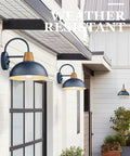 Two Pack Dusk To Dawn Barn Lights Gooseneck Outdoor Wall Sconces With Hammered Metal Shade Black Finish Auto On Off Sensor