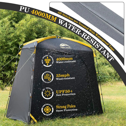Travel Bike Storage Shed Tent With 40 Percent More Top Space Waterproof Portable Bike Shelter showing weather resistance features