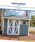 Pro Grade And Tough As Nails Heavy Duty Stainless Steel Gate Hinges Pair For Barn Doors Wooden Fences And Shed Cabinets on a shed.