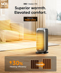 Quiet 1500W Space Heater With Remote, Oscillating 70 Degrees, Fast Heating, PTC Ceramic For Desk Office Bedroom