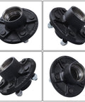 Front view of GXYWADY trailer hub bearing kit, black cast-iron flange with four mounting bolts.