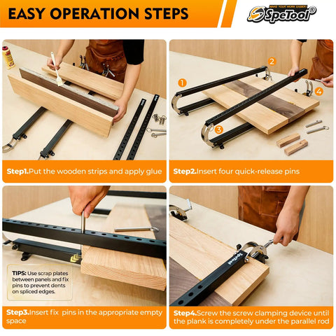 24 Inch Panel Clamps 2 Pack 4 Way Pressure Steel Parallel Clamps For Boards Cabinets Tabletops Woodworking With Adjustable Parallelogram Couplers Two Direction Clamping For Flat Panels And Flush Joints Beefy Pro Grade Clamping For Precision Cutting Boards, step-by-step use