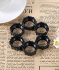 Six Pack 17mm Ball Head Tightening Nuts For Car Mounts Screw-On Replacement Parts displayed on a newspaper with flowers