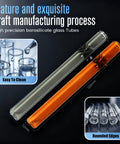 Colored Borosilicate Glass Blowing Tubes 8 Piece Set Heavy Duty High Temp Resistant featuring clear and amber tubes, 100mm length