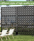 Outdoor Metal Privacy Fence Panels 72 Inches Tall By 46 Inches Wide Freestanding Privacy Screen With Dope X Shaped Modern Geometric Design For Balcony Deck Patio Garden And Indoor Use, two styles of high-quality screens.
