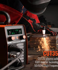 35 Amp Plasma Cutter CUT35i 110V HF IGBT Inverter Technology Plasma Cutting Machine With PT-31 Torch in action cutting metal
