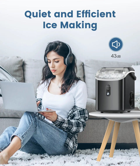 Countertop Nugget Ice Maker With Soft Chewable Pebble Ice 34 Lbs Per Day Self Cleaning One Button Operation Pellet Ice Maker for Home