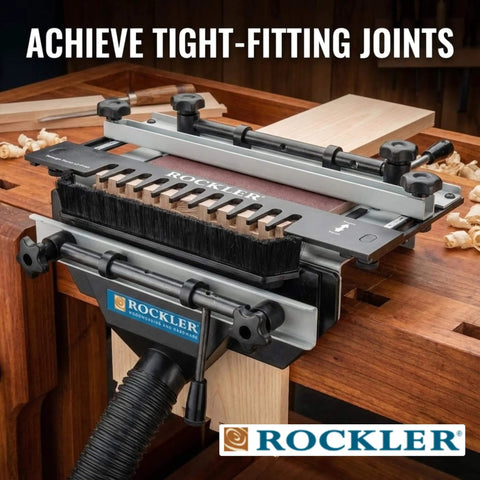 Versatile Dovetail Jig Kit With Router Template Guide Bushing And More For Woodworking shown in use on workbench