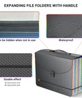 Grab And Go Expandable Accordion File Folder Boasting 25 Roomy Pockets A Heavy Duty Plastic Carry Handle Bright Index Tabs And Seamless Doc Sorting For Bills Daily Mail And A4 Letters Truly A Slick Setup with handle and waterproof design