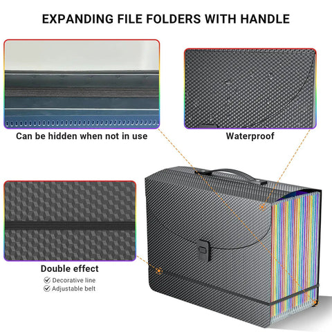 Grab And Go Expandable Accordion File Folder Boasting 25 Roomy Pockets A Heavy Duty Plastic Carry Handle Bright Index Tabs And Seamless Doc Sorting For Bills Daily Mail And A4 Letters Truly A Slick Setup with handle and waterproof design