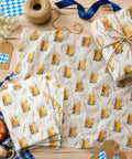 Beer Themed Tissue Paper Pack With 50 Sheets On 20x14 Inches ideal for gift bags, party favors with beer glass, foam, wheat, gold designs.