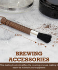 Takavu coffee grinder cleaning brush with wooden handle and black boar bristles.