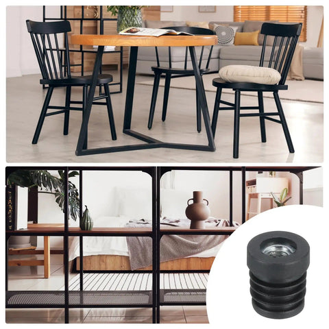 Six Pack M8 Threaded Tube Inserts For 16 To 18mm Pipes Black Plastic Plugs That Accept Caster Wheels Or Adjustable Feet On Furniture Legs And Chairs 19mm Diameter 22mm Length Fits 16 To 18mm Inner Diameter