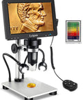 7 Inch LCD Digital Microscope With Screen 1200X Magnification 12MP Coin Microscope For 1080P Images And Videos Rotatable HD Display Easy Setup For Hobbyists DIYers And Classroom Tech Enthusiasts with coin and slides