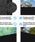 Privacy Screen For Fences Six Foot By Fifty Foot Heavy Duty Black HDPE 220 GSM Fence Panel With Brass Grommets Outdoor