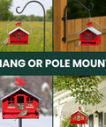 Country House Squirrel Proof Bird Feeder With Weathervane 8 Lb Seed Capacity All Metal Durable Construction Easy Fill Outdoor