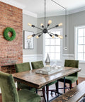 Sputnik 12 Light Chandelier Dope Brushed Nickel Modern Pendant Lighting for Kitchen Dining Living Room Foyer Industrial Vintage