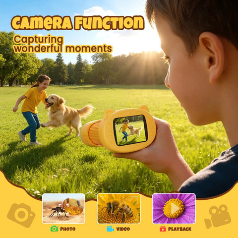 1000X Kid Friendly Digital Microscope With 2.4 Inch 4K IPS Display And 2MP Camera, standalone camera function for kids outdoors