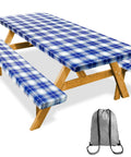 Picnic Table Cover With Bench Covers Set Includes 1 Table Cover And 2 Bench Covers 72 Inch Navy Blue Outdoor Tablecloth Waterproof