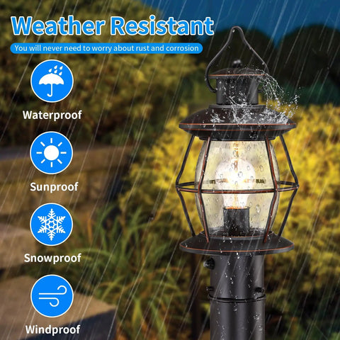 Dusk To Dawn Outdoor Post Light With Pier Mount Base 16.8 Inch Waterproof Hardwired 120V Oil Rubbed Bronze Post Lighting in rain