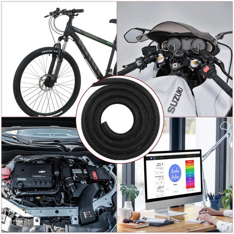 Pro Grade High Temp Braided Wire Loom For Cars And Trucks, Split Sleeve Heat Resistant Wiring Cover, coiled black sleeve