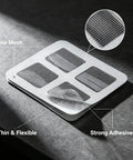Close-up of 80Pcs 4x4 Disposable Hair Drain Stickers Anti Blocking, showcasing fine mesh and strong adhesive backing.