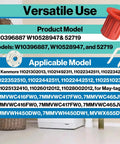 Infographic showing product models for Washer Basket Drive Hub Kit And 52719 Bushing Set for top-load washers replacement.