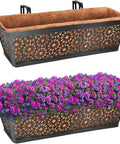 Heavy Duty 24 Inch Metal Planter Boxes For Windowsill And Balcony Railings With Coco Coir Liners 2 Pack Rustproof Powder Coated Finish