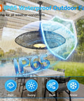 Outdoor Ceiling Fan With Light For Patios And Pergolas 24 Inch Black IP65 Waterproof Gazebo Fan in rain under pergola