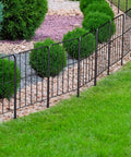24 Inch Tall Rustproof Metal Garden Fence Panels Set Of 25 Total 27 Feet Long For Landscape Border And Animal Barrier, Square Decorative Edging, Black Coated Wire installed along garden path