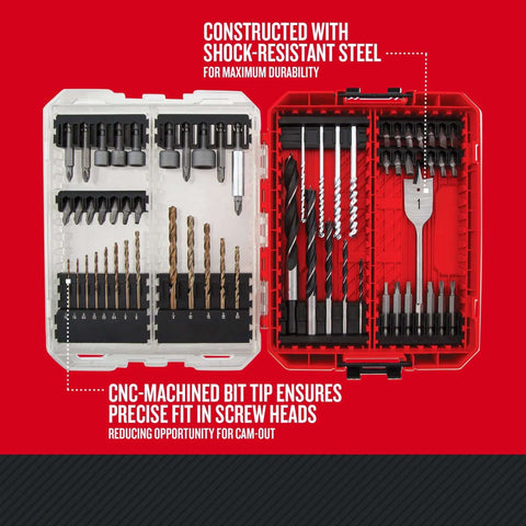 Craftsman 60-piece drill, impact driver and screwdriver bit set in two cases; includes nut drivers