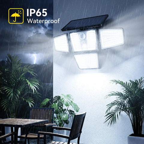 Super Bright Solar Flood Lights With Smart Motion Sensor And Remote Control 3600 Lumen Quad Adjustable Heads For Ultimate Yard Security No Sweat Weatherproof Outdoor Lighting Total Game Changer